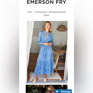 Emerson Fry blue marigold maxi dress - Size Small